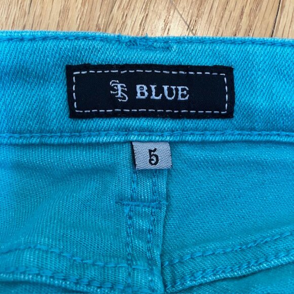 STS  Blue Teal denim shorts with raw edge size 5 - Picture 3 of 8